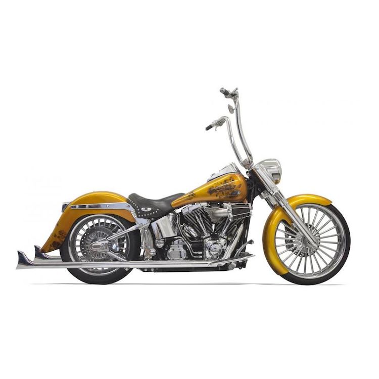 Bassani True Dual Pipes With Long Fishtails For Harley Softail