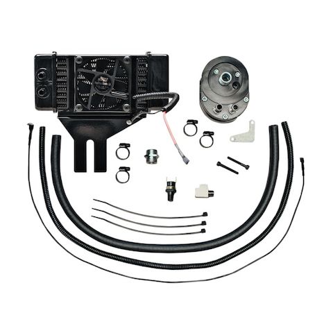 Jagg Horizontal Low Mount Fan Assisted Oil Cooler Kit For Harley Dyna 1991-2017