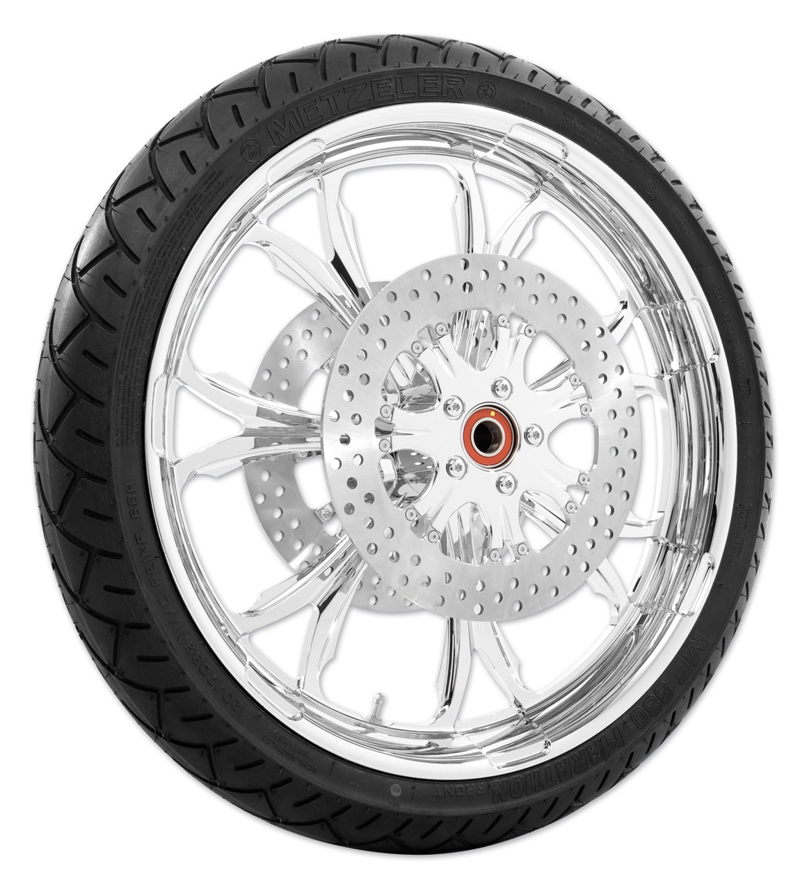 Performance Machine Paramount 21 X 3.5 Front Wheel / Rotor / Tire Kit For Harley Touring 2014