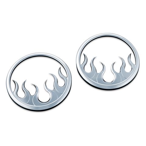 Kuryakyn Flame Front Speaker Grills For Harley Touring 2014-2025