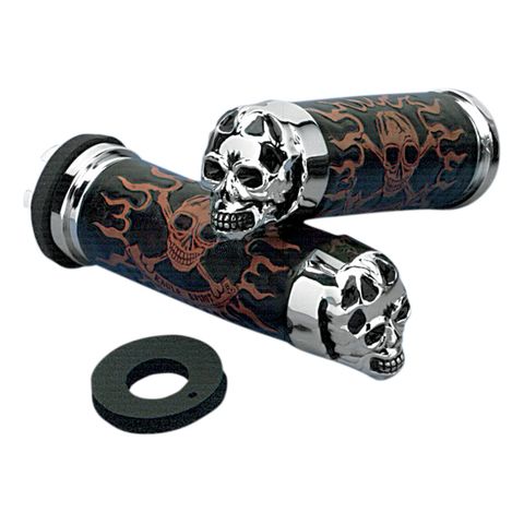 Drag Specialties Skull Grips For Harley With Dual Cable Throttle