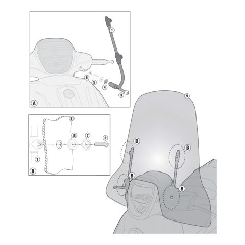 Givi A5606A Windshield Fit Kit Piaggio BV350 2012-2018