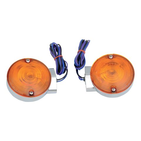 Drag Specialties Flat-Style Front Turn Signals For Harley Touring 1984-2025