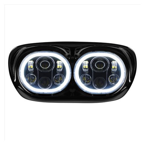 HogWorkz LED Dual Halomaker Headlights For Harley Road Glide 1998-2013
