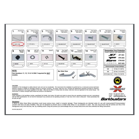 Barkbusters Replacement Aluminum Backbone