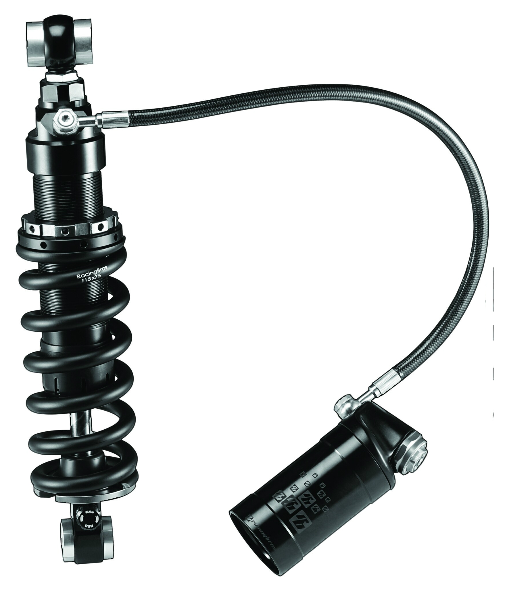 RacingBros HLR Shock With Remote Reservoir For Harley Softail 2018-2024 (12 1/2")