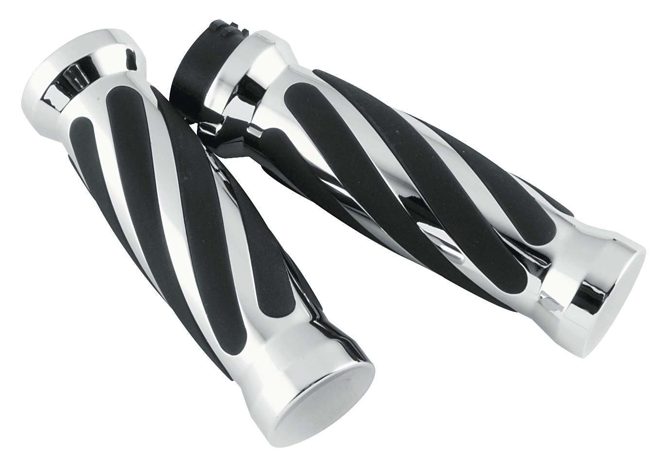 Biker's Choice Chrome And Rubber Grips For Harley With Dual Cable