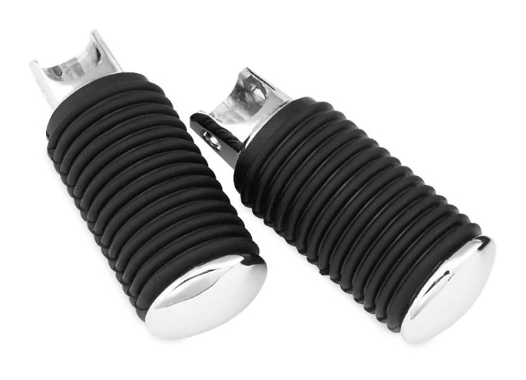 Biker's Choice Chrome Cap Female Mount Foot Pegs For Harley Cycle Gear