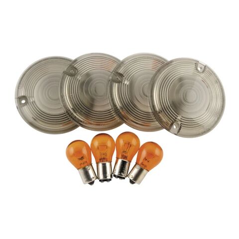Biker's Choice Flat Smoked Turn Signal Lens Kit For Harley 1986-2017