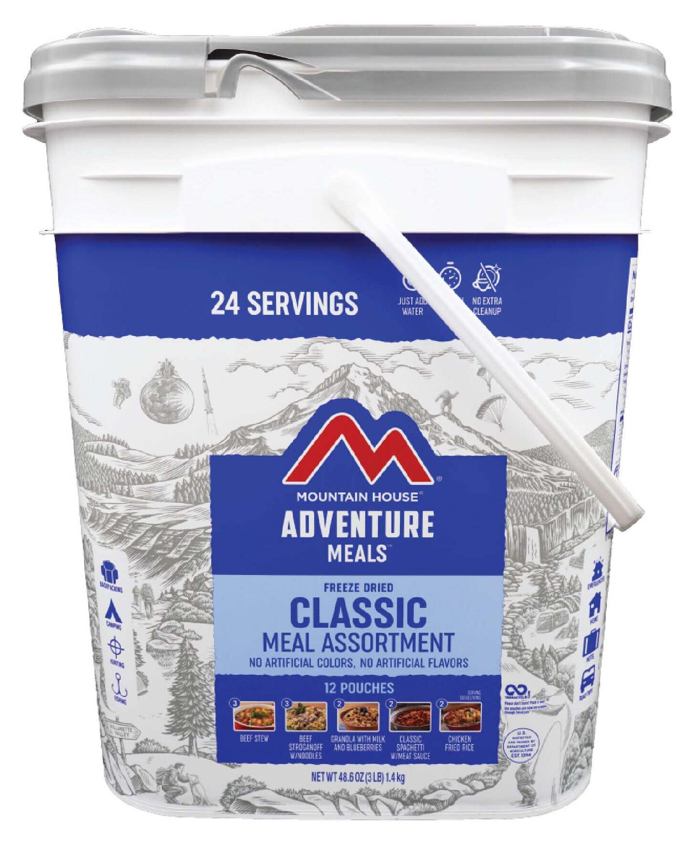 Mountain House Classic Assortment Bucket Food Supply Cycle Gear