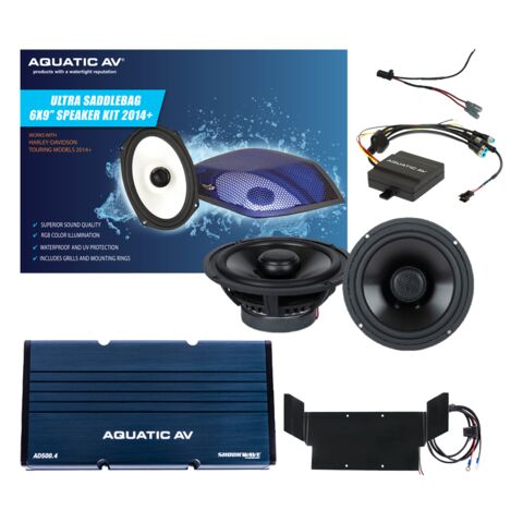 Aquatic AV Ultra Speaker And Amp Kit For Harley