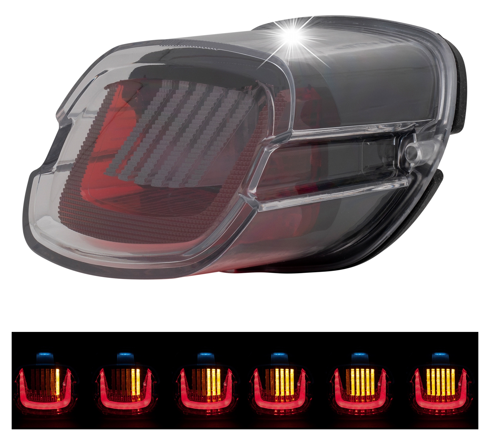 HogWorkz Uproar LED Tail Light With Sequential Turn Signals For Harley 1999-2026