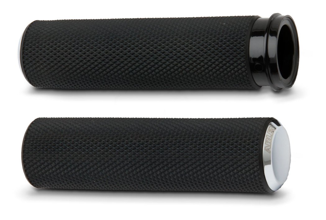 Arlen Ness Anodized Knurled Grips For Harley With Dual Cable Throttle Cycle Gear
