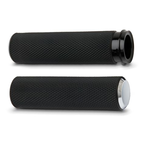 Arlen Ness Anodized Knurled Grips For Harley With Dual Cable Throttle