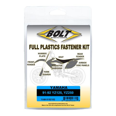 Bolt Hardware Full Plastics Fastener Kit Yamaha YZ125 / YZ250 1991-1992