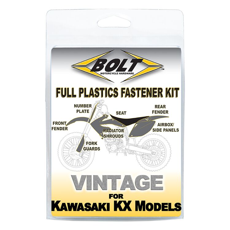 Bolt Hardware Full Plastics Fastener Kit Kawasaki KX125 / KX250 / KX500 1988-2004