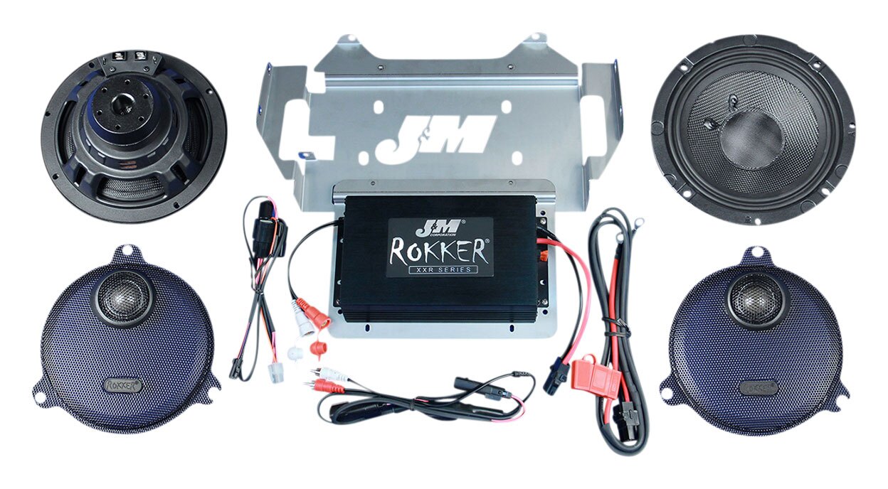 J&M Stage 5 Rokker XXR 400w Speaker and Amp Kit For Harley Touring 2014