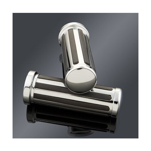 Milwaukee Twins Custom Black/Chrome Grip Set For Harley With Throttle by Wire