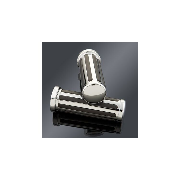 Milwaukee Twins Custom Black/Chrome Grip Set For Harley With Throttle by Wire
