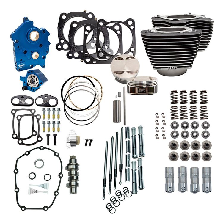 S&S Cycle Power Package 124" Chain Drive with Highlighted Fins For Harley Twin-Cooled Touring 2017-2024