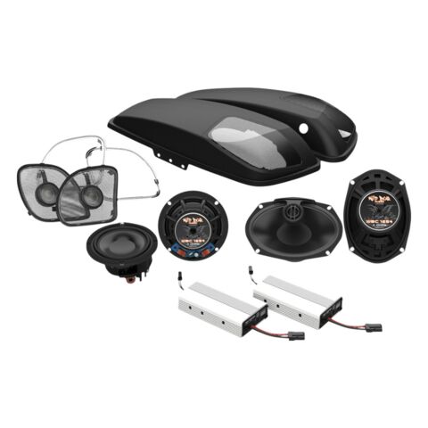 Wild Boar By Hogtunes Front Speakers, Lids, & 400 Watt Amp Kit For Harley Road Glide 2015-2024