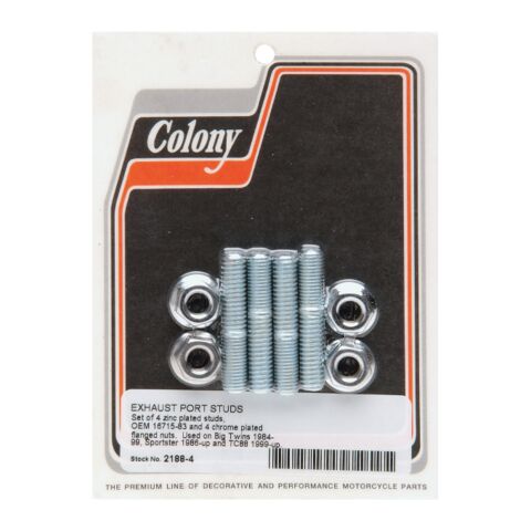 Colony Exhaust Port Studs And Nuts For Harley 1984-2025