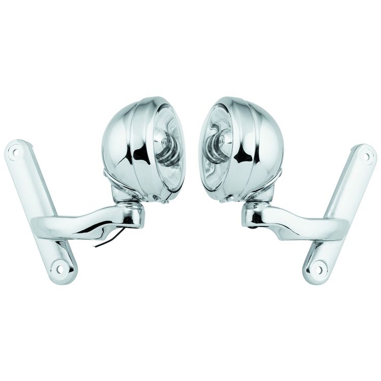 Letric Lighting Co. 4.5" Full Halo Fog/Passing Lights With Bucket And Bracket For Harley 1997-2023 Chrome [Previously Installed]