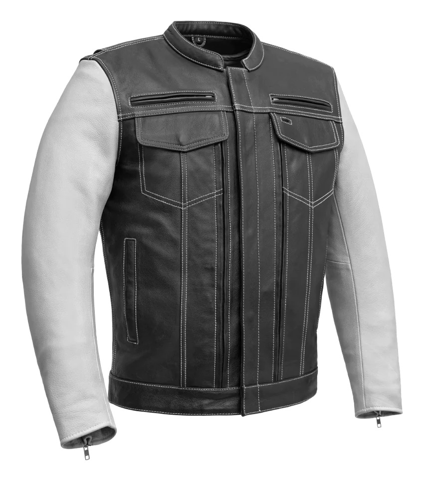First Manufacturing Vincent Cafe Style Leather Jacket Cycle Gear