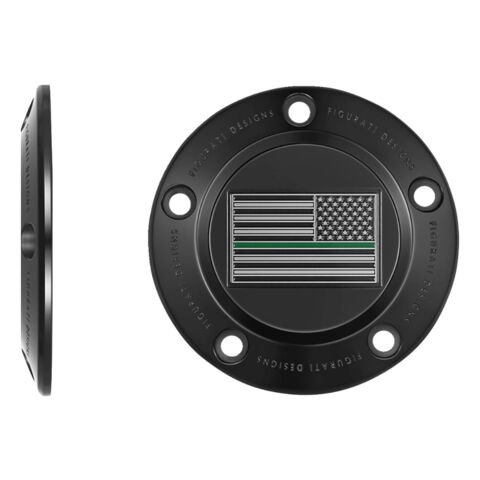 Figurati Designs Green Line Flag Timing Cover For Harley Twin Cam 1999-2017
