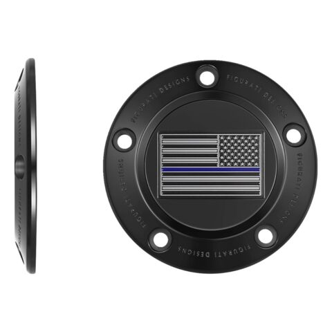 Figurati Designs Blue Line Flag Timing Cover For Harley Twin Cam 1999-2017