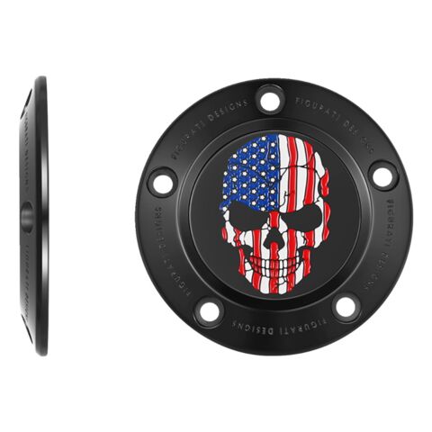 Figurati Designs Flag Skull Timing Cover For Harley Twin Cam 1999-2017