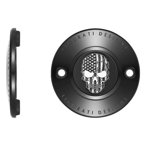 Figurati Designs Flag Skull Timing Cover For Harley M8 2017-2026