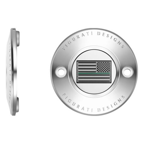 Figurati Designs Green Line Flag Timing Cover For Harley M8 2017-2026
