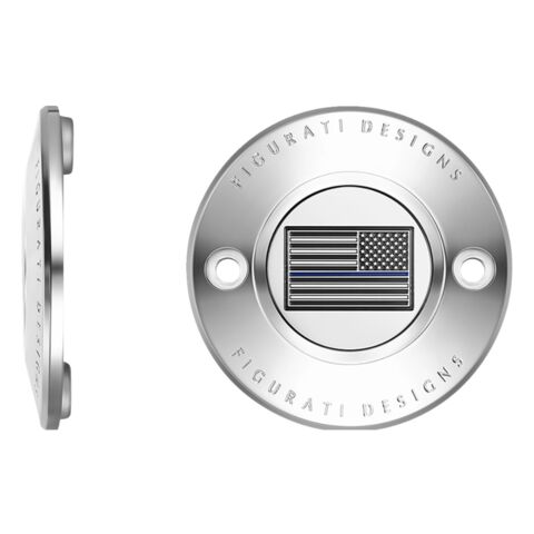 Figurati Designs Blue Line Flag Timing Cover For Harley M8 2017-2026