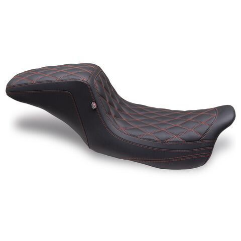 Mustang Squareback Double-Diamond Stitch Seat For Harley Touring 2008-2025