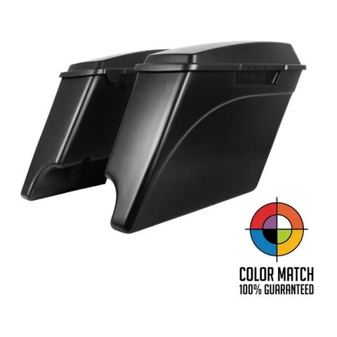 HogWorkz OE Color Matched 4" Stretched Dual Cut Saddlebags For Harley Touring 1994-2013