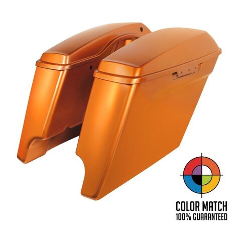 HogWorkz OE Color Matched 4" Stretched Dual Cut Saddlebags For Harley Touring 2014-2025