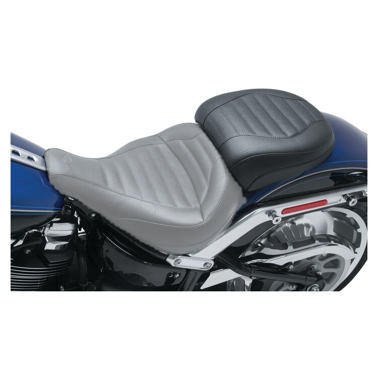 Mustang Standard Touring Tuck & Roll Passenger Seat For Harley Softail Fat Boy 2018-2025