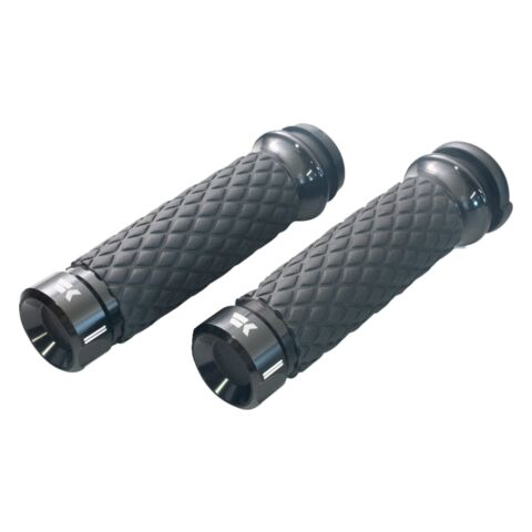 Khrome Werks Klassic Custom Contour Diamond Grips For Harley With Throttle by Wire