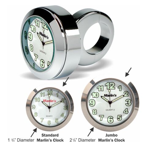 Marlin's Clock / Thermometer With Classic Adjustable Handlebar Mount