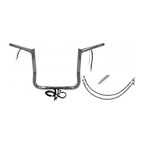 Fat Baggers Inc. 1 1/4" Wired Pointed Top Handlebar Kit For Harley Touring 2016-2020 14" Rise / Chrom... [Open Box]