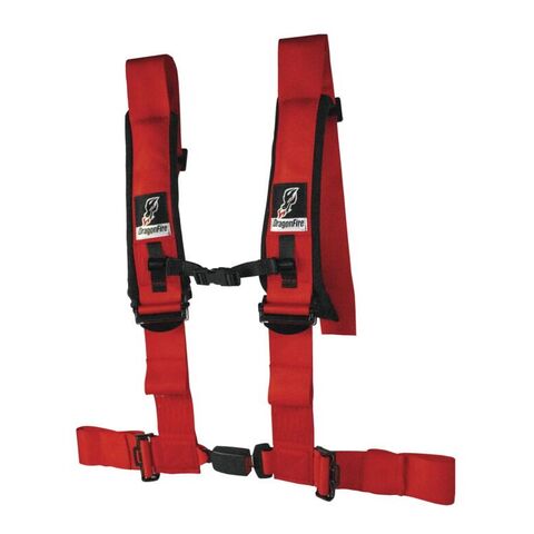 DragonFire 4-Point Harness - 3" Buckle Grey / Latch Buckle [Open Box]