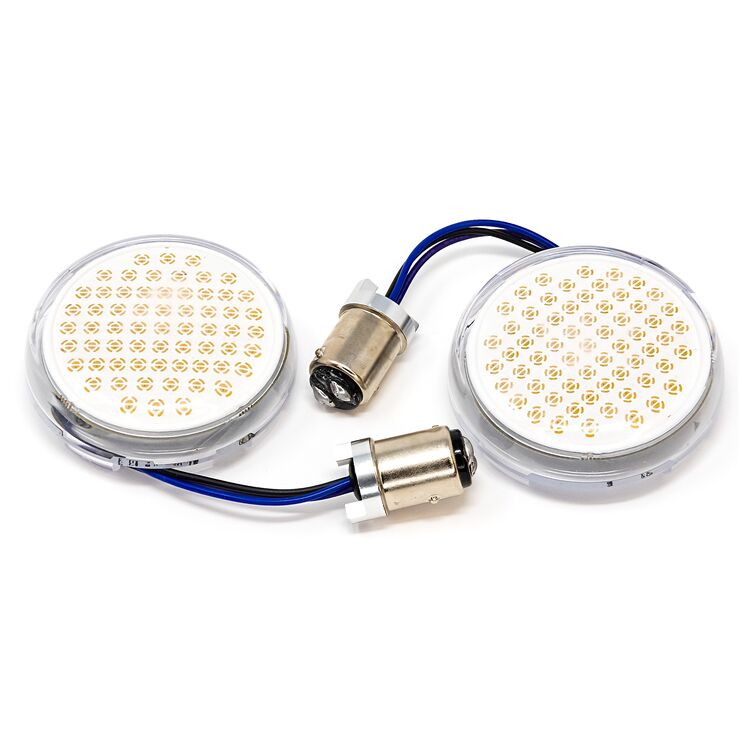 Letric Lighting Co. Deluxe Bullet Style LED Switchback Front Turn Signal Inserts For Harley 2000-2025 White / Amb... [Previously Installed]
