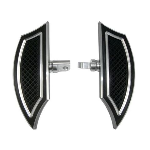 Eddie Trotta Cross Cut Mini Folding Floorboards For Harley Black [Open Box]