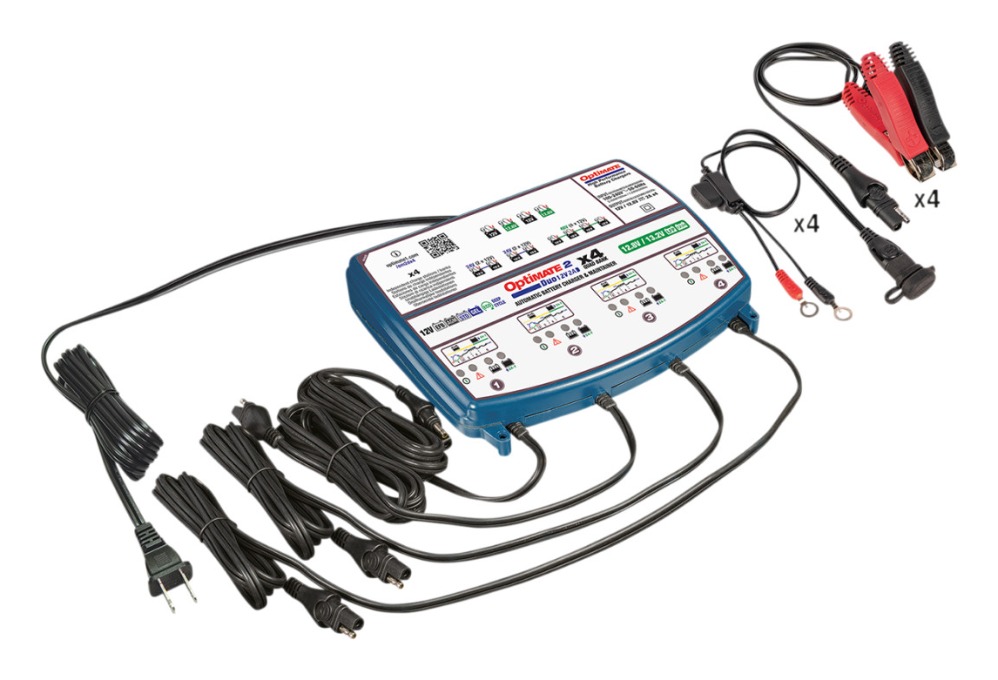 TecMate OptiMate 2 DUO 4-Bank Battery Charger / Maintainer - Cycle