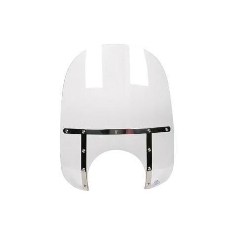 Memphis Shades Memphis Fats Windshield With 9" Headlight Cutout Clear/Silver Straps / 15" Tall [Open Box]