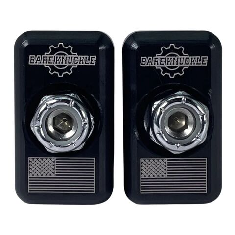 Bare Knuckle Performance Axle Adjuster Plates For Harley FXR / FLT / Touring 1980-2001 Flag Logo / Re... [Open Box]