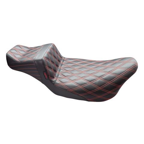 Le Pera TailWhip Double Diamond Stitch 2-Up Seat For Harley Touring 2008-2025 Up Front / Chestnut Stitch [Previously Installed]