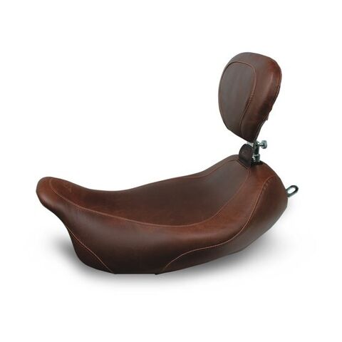 Mustang Wide Tripper Smooth Solo Seat For Harley Touring 2008-2025 Brown / Without Backrest [Previously Installed]