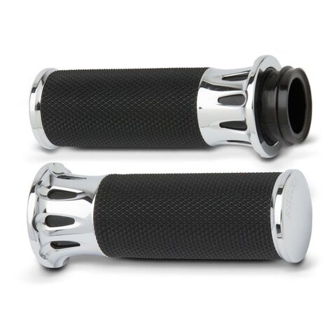 Arlen Ness Fusion Deep Cut Grips For Harley With Dual Cable Throttle Chrome [Open Box]